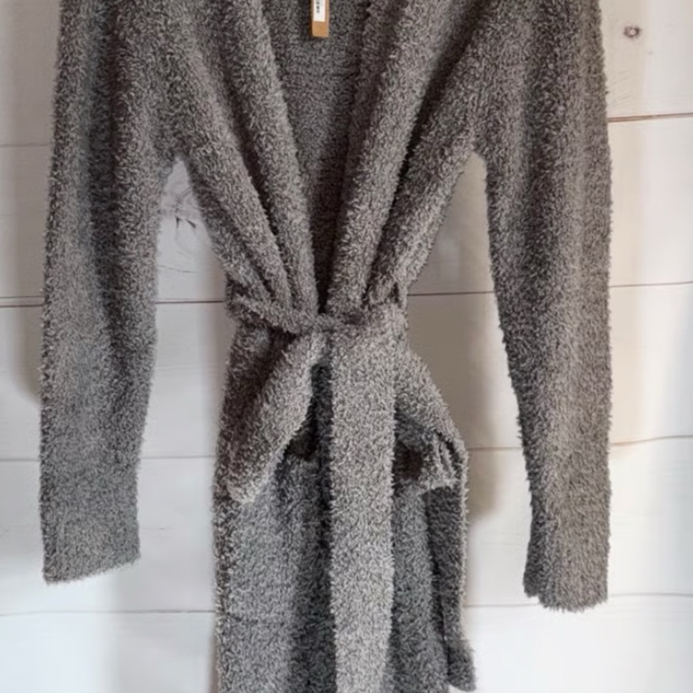 SKIMS Charcoal Fuzzy Belted Cardigan